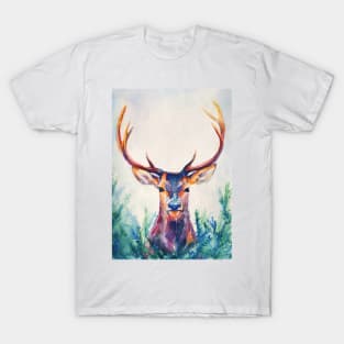 watercolor deer with big antlers T-Shirt